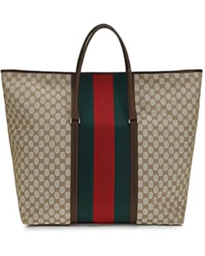 Gucci Gg Web-Stripe Tote Bag - Black