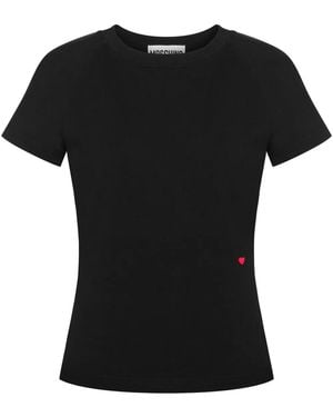 Moschino Cotton Heart Motif Short-Sleeve Top - Black