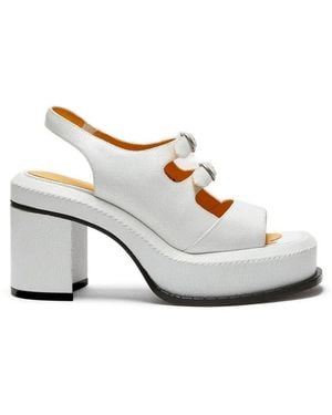 LILI CURIA Edie Buckle Platform Sandals - White