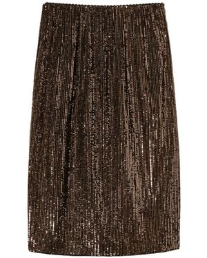 Twinset Sequin Midi Skirt - Brown