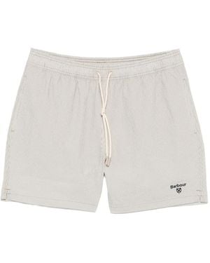 Barbour Gestreifte Somerset Badeshorts - Weiß