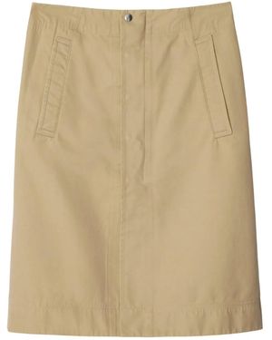 Burberry Poplin Midi Skirt - Natural