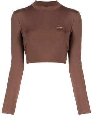 Matériel Laminated-Logo Roll-Neck Top - Brown
