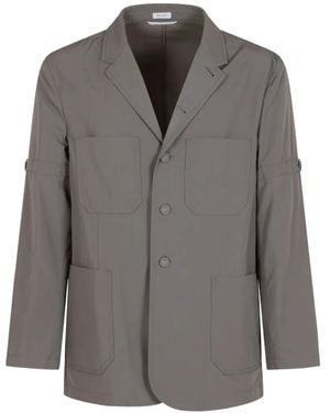 Thom Browne Manteau De Sport En Coton Avec Brassards - Grey