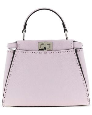 Fendi Mini Peekaboo Selleria Topstitching Tote Bag - Pink