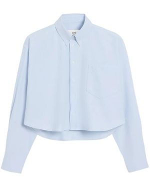 Ami Paris Chemise Oxford À Coupe Crop - Bleu