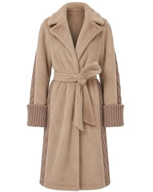 Guess Ludovica Cable-Knit Coat - Natural