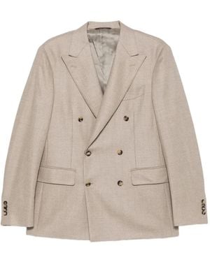 Canali Double-Breasted Peak-Lapels Blazer - Natural