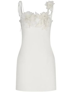 David Koma Flower-Embroidered Mini Dress - White