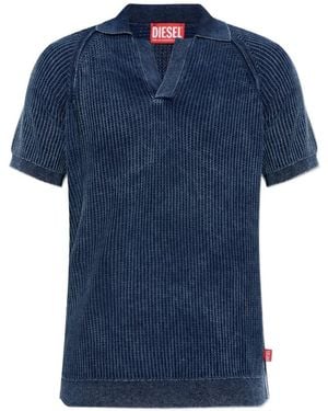 DIESEL Ribbed-Knit T-Shirt - Blue