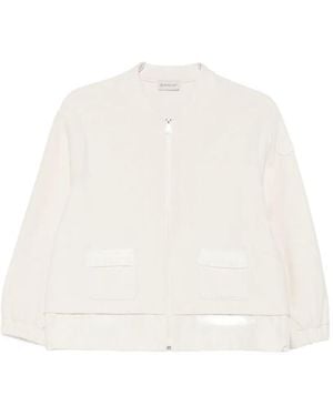 Moncler Bouclé Zip-Up Jumper - White
