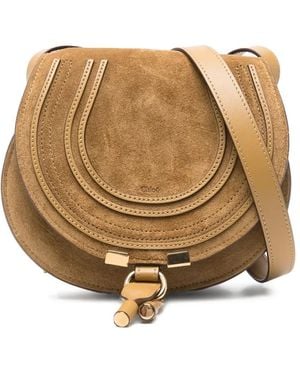 Chloé Marcie Saddle Suede Crossbody Bag - Natural