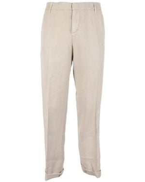 Dondup Pressed-Crease Turn-Up Trousers - Natural