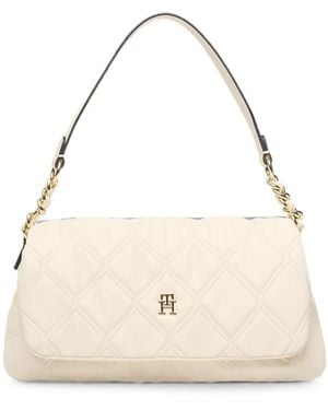Tommy Hilfiger Quilted-Finish Logo-Plaque Shoulder Bag - Natural
