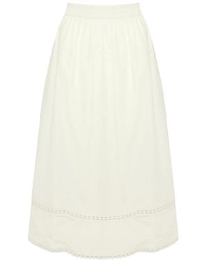 Yves Salomon Poplin Midi Skirt - White
