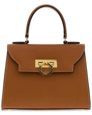 Carbotti Erika Leather Tote Bag - Brown