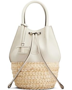 Tod's Kleine Bucket-Tas Met Leren Afwerking - Naturel