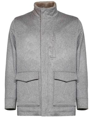 Barba Napoli Stand-Collar Utility Coat - Grey