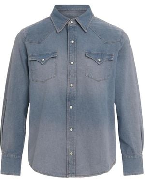 The Great Buttoned Denim Shirt - Blue