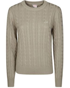 Sun 68 Pullover mit Zopfmuster - Grau