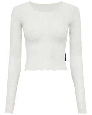 Marine Serre Recycled Mesh Flock Ss Cropped Top - White