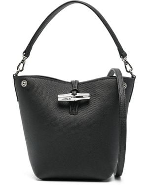Longchamp Xs Roseau Leather Bucket Bag - Black