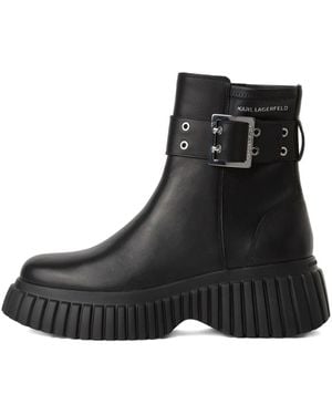 KARL LAGERFELD Buckle-Fastening Wedge Boots - Black
