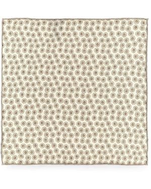 Brunello Cucinelli Polka-Dot Silk Pocket Square - Natural