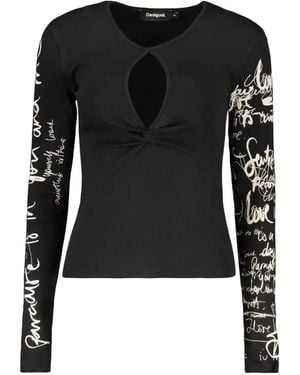Desigual T-Shirt À Imprimé Gribouillis Et Découpes - Black