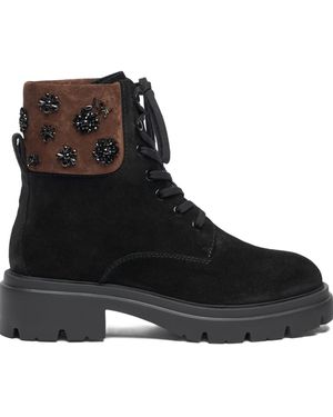 Stuart Weitzman Hudson Lace-Up Boots - Black