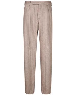 PT Torino Samuel Pinstripe-Pattern Pleated Pants - Natural