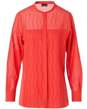 Akris Wave Broderie Anglaise Blouse - Red