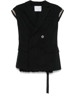 Sacai Pinstriped Waistcoat - Black
