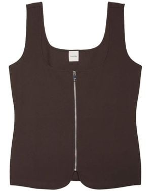 Calvin Klein Zip-Up Sleeveless Vest - Brown