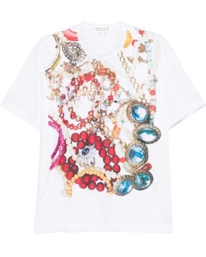 Comme des Garçons Jewellery-Print T-Shirt - White