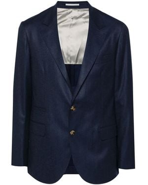 Brunello Cucinelli Single-Breasted Wool Blazer - Blue