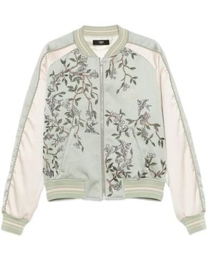 Amiri Bomberjack Met Geborduurde Bloemen - Wit