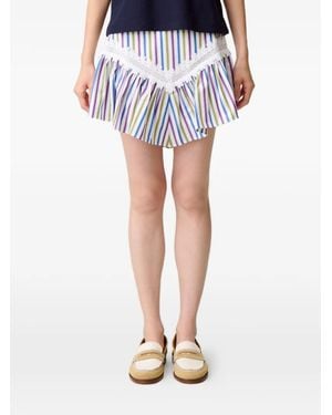 Claudie Pierlot Minijupe Rayée À Coupe Évasée En Dentelle - Bleu