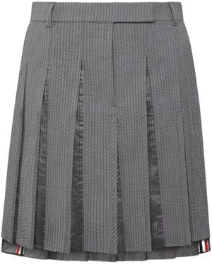 Thom Browne Seersucker Pleated Mini Skirt - Grey