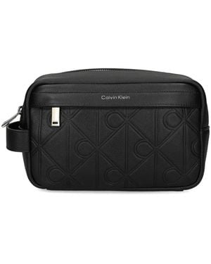 Calvin Klein Logo-Embossed Wash Bag - Black