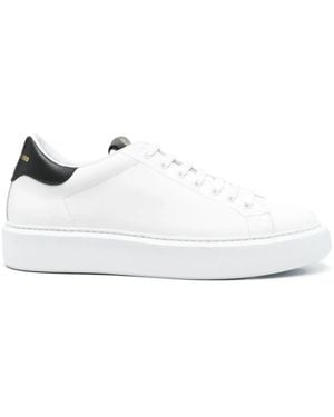 Giuliano Galiano Contrasting-Detail Leather Trainers - White