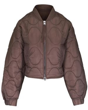 Agolde Iona Quilted Bomber Jacket - Brown