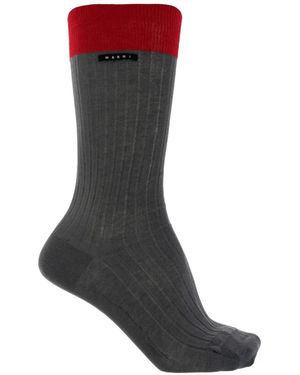 Marni Cotton Socks With Contrast Cuffs - Brown