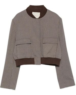 Twinset Houndstooth-Pattern Cropped Jacket - Brown