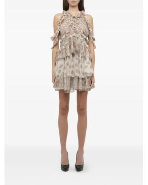 McQueen Floral-Print Ruffled Dress - Natural