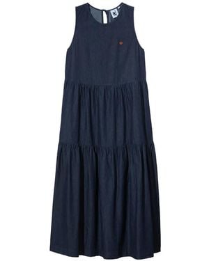 Chocoolate Tiered Sleeveless Dress - Blue