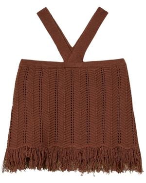 Twinset Knit Top With Fringes - Brown