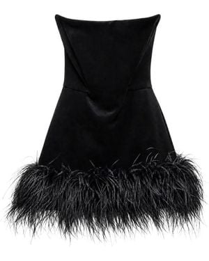 Bronx and Banco Feather-Trim Strapless Mini Dress - Black