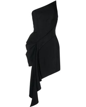 Mugler Draped Asymmetric Minidress - Black