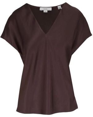 Vince V-Neck Short-Sleeves Top - Purple